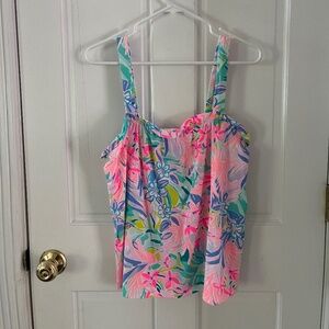 Lilly Pulitzer Jia Tank Top It Was All a Dream Pink Blue Floral